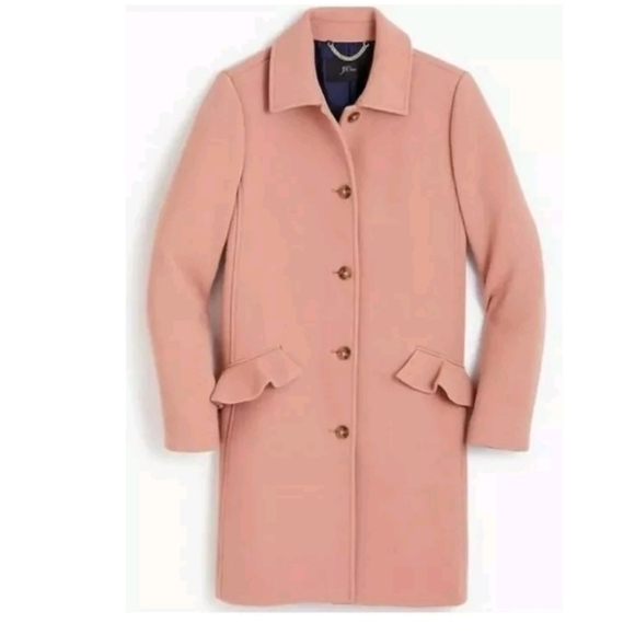 NWT JCREW CAMEL RUFFLE POCKETS ITALIANWOOL COAT SIZE small